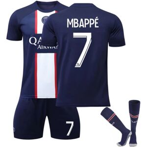 Galaxy Mbappe Børnefodboldsæt Fodboldtrøje Træningsdragt 22/23 Hjemme Voksen Børn 22 (120-130 cm)