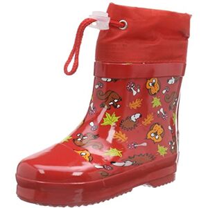 Playshoes Kids Half Shaft Wellies, Lined, Unisex Rain Boots (Kurze Gummistiefel Waldtiere aus Naturkautschuk Gefüttert) red, size: 18 EU