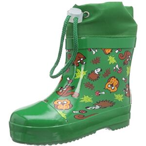 Playshoes Kids Half Shaft Wellies, Lined, Unisex Rain Boots (Kurze Gummistiefel Waldtiere aus Naturkautschuk Gefüttert) Green, size: 18 EU