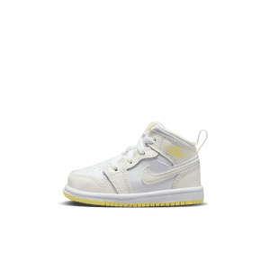 Jordan 1 Mid-sko til babyer/småbørn - hvid hvid 18.5