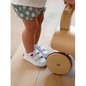 VERTBAUDET Zapatillas deportivas de lona con tiras autoadherentes bebé niña blanco claro liso con motivos