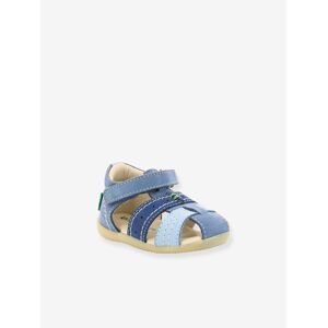 Sandalias de piel para bebé Bigbazar-2 Iconique Biboo KICKERS® azul medio liso