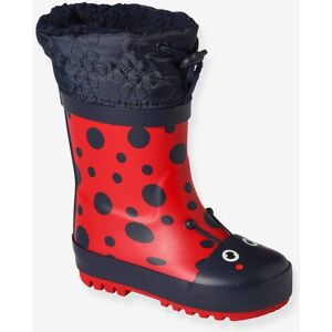 VERTBAUDET Botas de lluvia de caucho con estampado y forro para bebé rojo