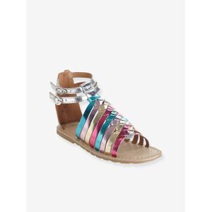 VERTBAUDET Sandalias de piel para niña plateado multicolor