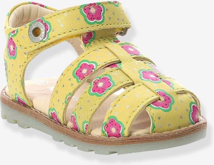 Sandalias de piel para bebé Nonosti Iconique Nonorally KICKERS® amarillo medio estampado