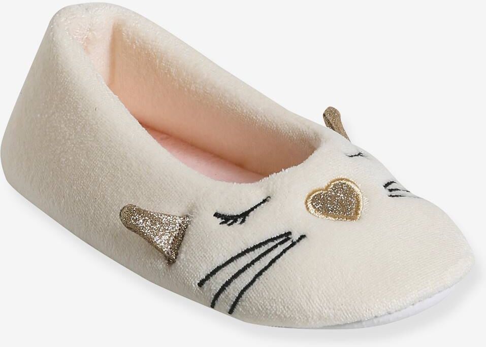 VERTBAUDET Zapatillas de casa infantiles estilo bailarinas con interior de terciopelo crudo