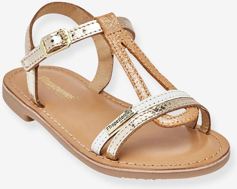 Sandalias de piel infantiles Bada LES TROPEZIENNES® PAR M. BELARBI beige dorado