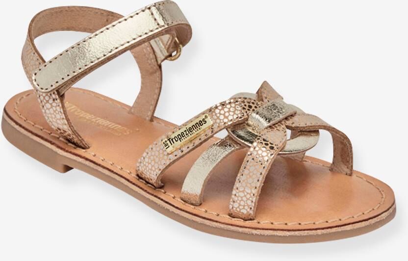 Sandalias de piel infantiles Badalia LES TROPEZIENNES® PAR M. BELARBI beige dorado