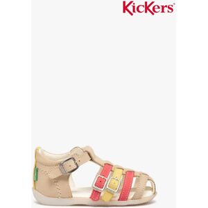 Chaussures premiers pas bébé fille sandales en cuir uni trois boucles - Kickers - 23 - beige - KICKERS beige - Publicité