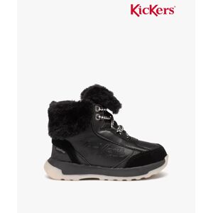 Boots fille unies imperméables à col fourré retourné - Kickers - 26 - noir - KICKERS noir - Publicité