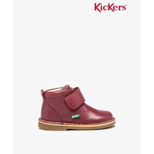 Bottes bébé fille en cuir uni à scratch - Kickers - 25 - bordeaux - KICKERS bordeaux - Publicité