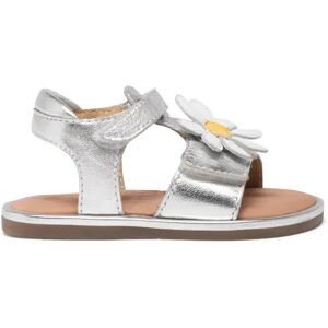 Sandales bébé fille en cuir avec brides métallisées et fleur fantaisie - 22 - argent - MOD8 argent - Publicité