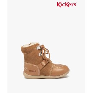 Boots bébé garçon dessus en cuir uni fourrées sherpa - Kickers - 23 - camel - KICKERS camel - Publicité
