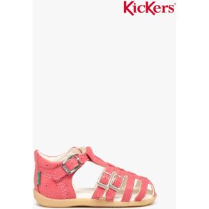 Sandales bébé fille en cuir uni avec brides à boucle - Kickers - 25 - rose - KICKERS rose - Publicité