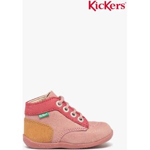 Chaussures premiers pas bébé fille en cuir multicolores - Kickers - 22 - rose - KICKERS rose - Publicité