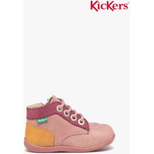 Bottillons premiers pas bébé fille en cuir Kickers - 26 - rose - KICKERS rose - Publicité