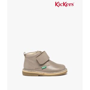 Boots bébé fille en cuir avec col à paillettes et scratch - Kickers - 21 - taupe - KICKERS taupe - Publicité