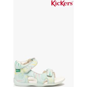 Sandales bébé fille en cuir à motifs avec brides à scratch - Kickers - 25 - bleu - KICKERS bleu - Publicité