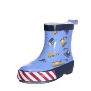 Playshoes Bottes enfant caoutchouc demi-tige chantier bleu