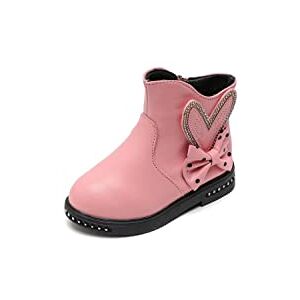 PPXID Fille Bottines Enfant Bottes Fille Ankle Boot Cuir -Rose 28 - Publicité