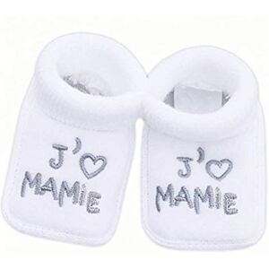 NOSBEBES® Chaussons bébé idée Cadeau bébé maternité ou idée Annonce de Grossesse (BLANC-MY) 0-3 mois Etroit - Publicité