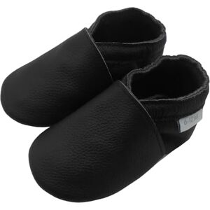 Basrakids Chausson Bebe Garcon Fille Chaussures Cuir Souple Bébé Chausson Cuir Bébé-Antidérapants Chaussures Premiers pas Bébé Garçon Fille (Noir, 22/23EU) - Publicité