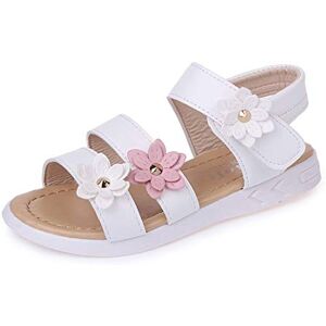 QZBAOSHU Sandale Fille Chaussure Enfant Fille Ete Sandalette Fille Cuir 28 EU,Blanc - Publicité