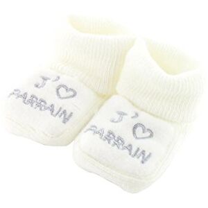 Fruit de ma passion Chaussons pour bébé 0 à 3 Mois blanc J'aime parrain - Publicité