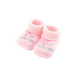 Fruit de ma Passion Chaussons pour bébé 0 à 3 Mois rose J'aime tonton - Publicité