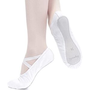 tanzmuster Demi-Pointes en Toile Dani Semelle entière en Cuir Danse Classique Blanc, 27 - Publicité