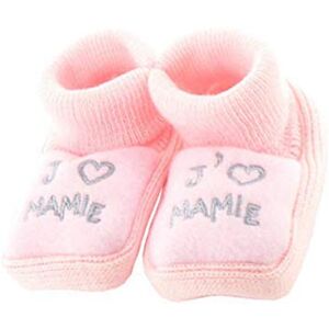 NOSBEBES® Chaussons bébé idée Cadeau bébé maternité ou idée Annonce de Grossesse (rose-MY) 0-3 mois Etroit - Publicité