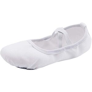 Acfoda Danse Chaussures Enfant Doux Toile Split Plate Ballet Chaussures Fille Classique Ballerine Pilates Yoga Gymnastique Chaussons Blanc 28 - Publicité