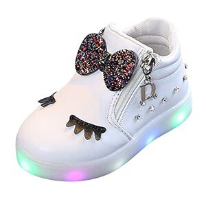 TDEOK Baskets de sport LED filles bébé bottes en cristal pour bébé Bowknot enfants chaussures lumineuses chaussures de bébé Baskets Talon Compensé (White, 21) - Publicité