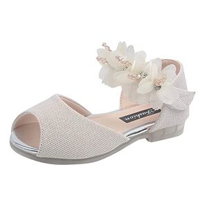 Generic Sandales pour bébé fille Motif floral Chaussures simples Diamant brillant Bowknot Princesse Sandales en cuir Chaussures de danse Chaussures d'été, Z3 beige, 27 EU - Publicité