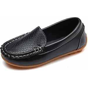 Yeeteepot Mocassins pour Enfant Cuir Bateau Chaussures Garçon Mode Oxford Chaussures Fille Décontracté Confortable Mocassin Plates Loafers, Noir 27 EU = 28 CN - Publicité