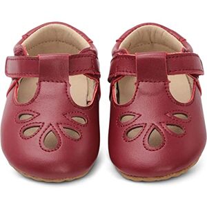 Dotty Fish Bébé Fille Chaussures en Cuir pour Bébé, Premiers Pas, Mary Janes Chaussure De Première Randonnée, Rouge, 21 EU - Publicité