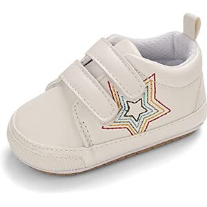 Cheerful Mario Chaussures Bébé Garçon Fille Chaussures Premiers Pas Baskets pour Nourrisson Bambin Cuir Souple Légères Antidérapant Blanc Star 6-12 Mois - Publicité