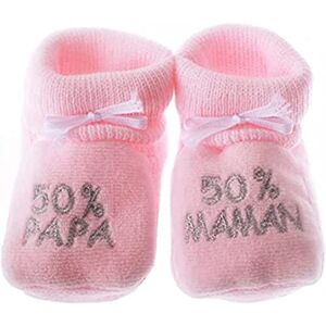 NOSBEBES® Chaussons bébé idée cadeau bébé maternité naissance ROSE (rose-50) 0-3 mois Etroit - Publicité