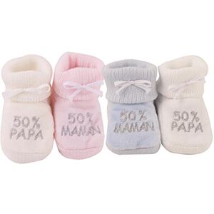 Trois Kilos Sept Chaussons bébé lots 2 Collection"50% Papa"/"50% maman" Expédier depuis Paris (Vanille/Blanc) - Publicité