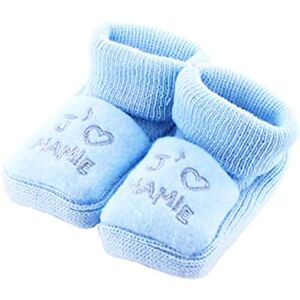 NOSBEBES® Chaussons bébé idée Cadeau bébé maternité ou idée Annonce de Grossesse (BLEU-MY) 0-3 mois Etroit - Publicité