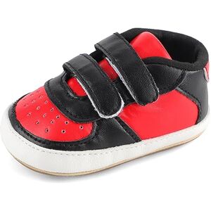 MK MATT KEELY Chaussures Bébé Garcon Basket Premiers Pas Enfants Sneakers Cuir avec Semelle Antidérapante,Rouge,6-12 Mois - Publicité