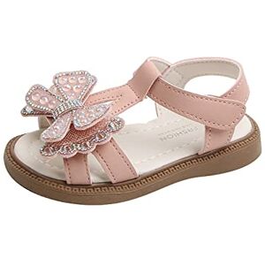 Generic Chaussures habillées pour filles Papillon Strass Fête Mariage Princesse Vêtements de tous les jours pour les grands enfants Chaussures d'été Enfant, Rose, 27 EU - Publicité