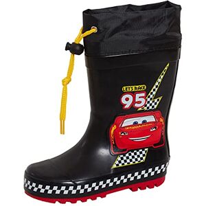 Disney Cars Wellies Bottes en caoutchouc pour garçons avec haut à nouer pour enfants Lightning McQueen Bottes en caoutchouc pour filles, Noir , 28 EU - Publicité