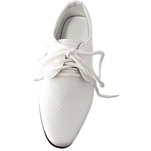 OBiQuzz Chaussures basses en cuir pour garçon Confortables Antidérapantes À lanières Chaussures d'école Chaussures de soirée Chaussures de loisirs Noir Taille 21-36, Blanc., 25 EU - Publicité