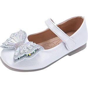 FaLkin Princesse Simple Chaussures Festive Ballerine Enfants Chaussures de Soirée Princesse Chaussures Enfants Mocassins Chaussures de Loafers Chaussures de Vêtements Festifs, Blanc., 28 EU - Publicité