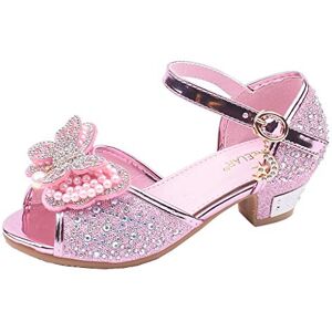 BIISDOST Chaussures de princesse pour fille avec talon : chaussures de danse, chaussures de fête, chaussures à bout ouvert, bouche de poisson, chaussures de cosplay, chaussures d'école, chaussures de mariage, - Publicité