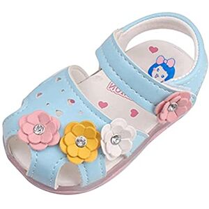 Minetom Chaussures Bébé Filles en PU Cuir Souple Sandales À Fleurs Chaussons Bebe Filles Chaussures Princess Été Premiers Pas Sandales A Bleu 22 EU - Publicité