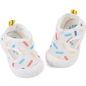 LACOFIA Chaussures Premier Pas Bébé Garçons Filles Unisexe Baskets Bébé de Marche Respirantes Antidérapantes Blanc 21(Étiquette 19) - Publicité