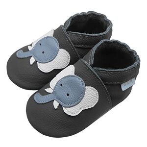 Basrakids Chaussons Bébé Fille Garcon Chaussures Bébé Chausson Cuir Souple Bebe-Antidérapants Chaussures Premiers Pas Bébé Garçon Éléphant Gris (L, 22/23EU) - Publicité