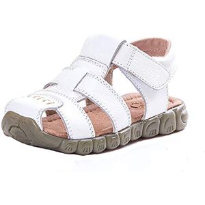 CELANDA Sandales Bout Fermé Mixte Enfant, Plage Sports Outdoor Sandales Garçon Filles Confortables Sandales en Cuir Blanc 28 EU - Publicité